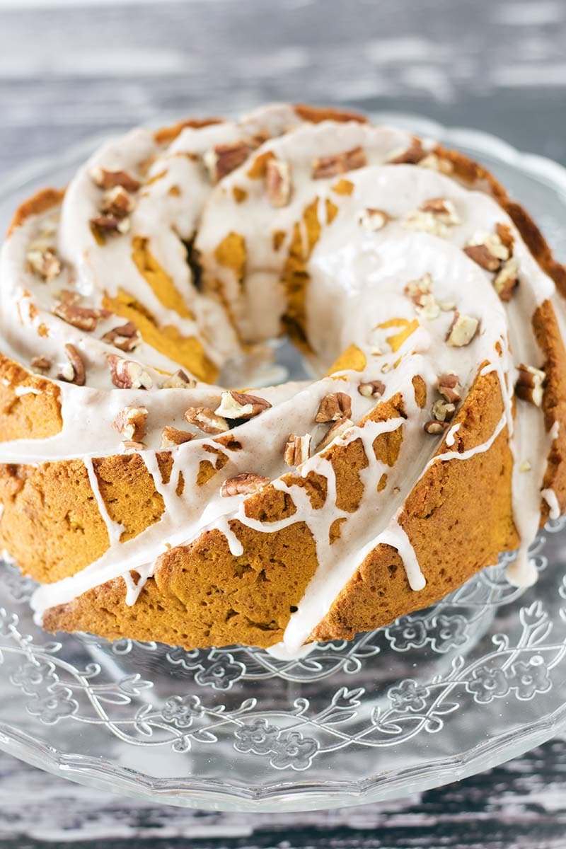 iced butternut squash cake with pecan nuts