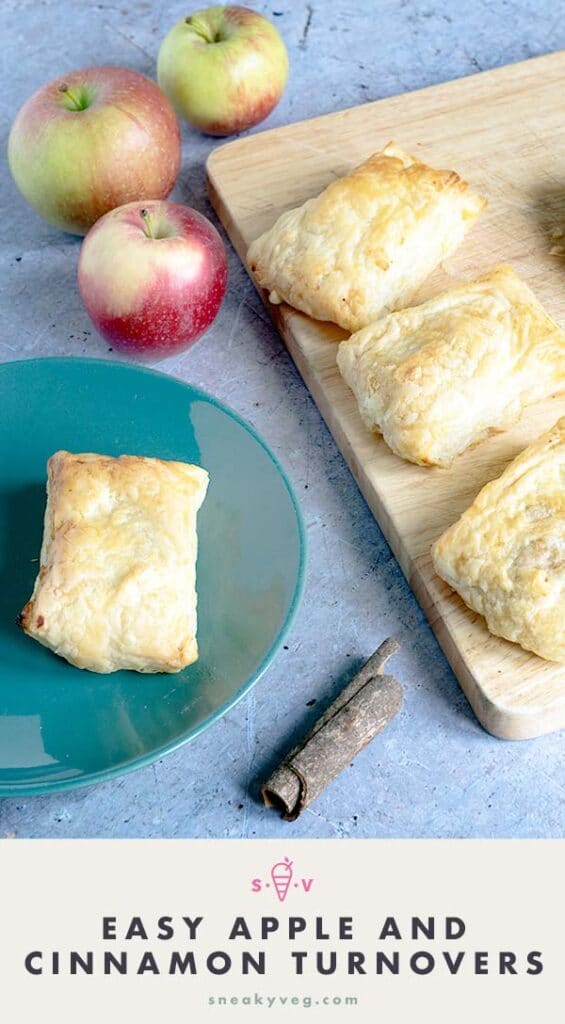 apple turnovers on board and green plate