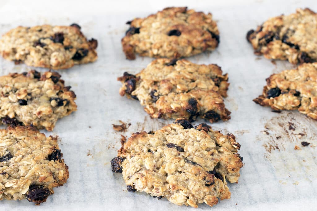 oat and banana cookies on paper