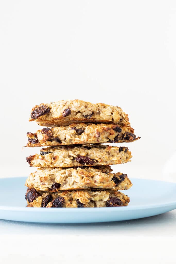 Stack of oat, almond and banana cookies