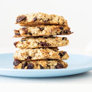 Stack of oat, almond and banana cookies