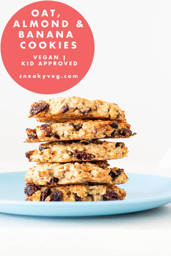 Stack of oat, almond and banana cookies