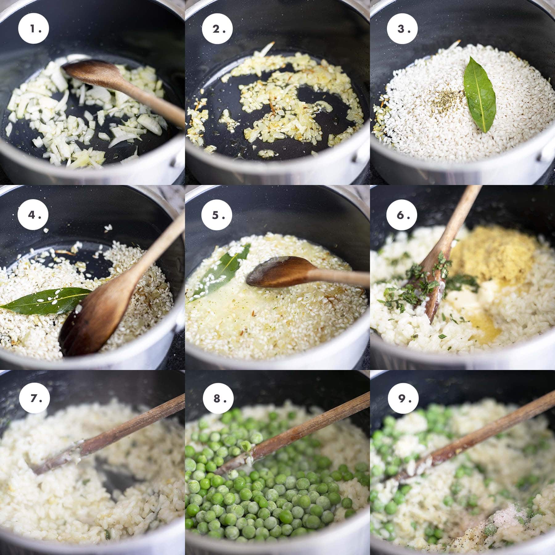 risotto cooking in stages
