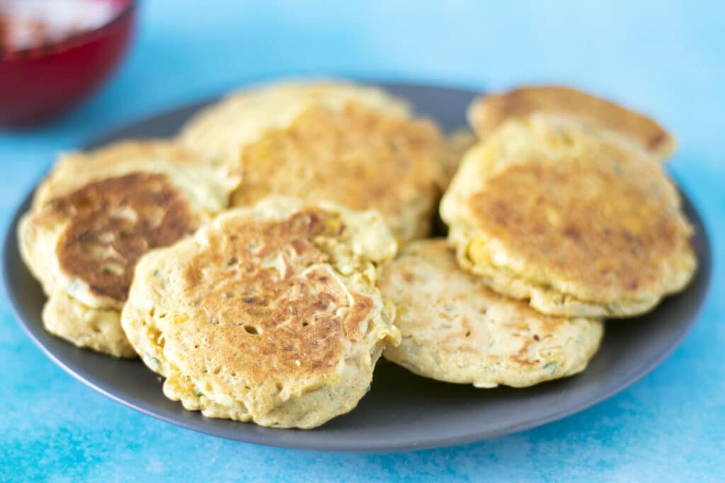 sweetcorn fritters on plate