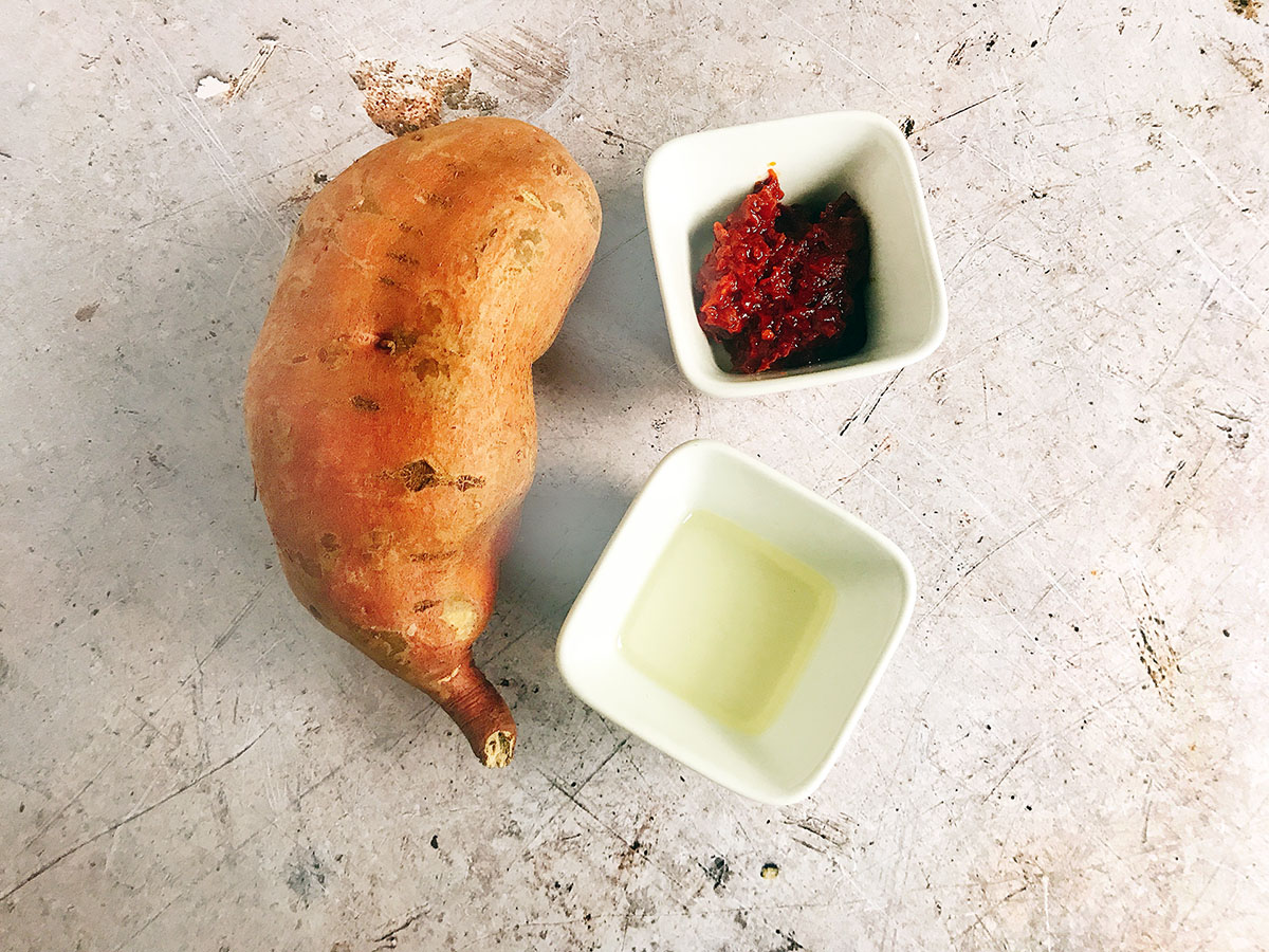 sweet potato, harissa and oil
