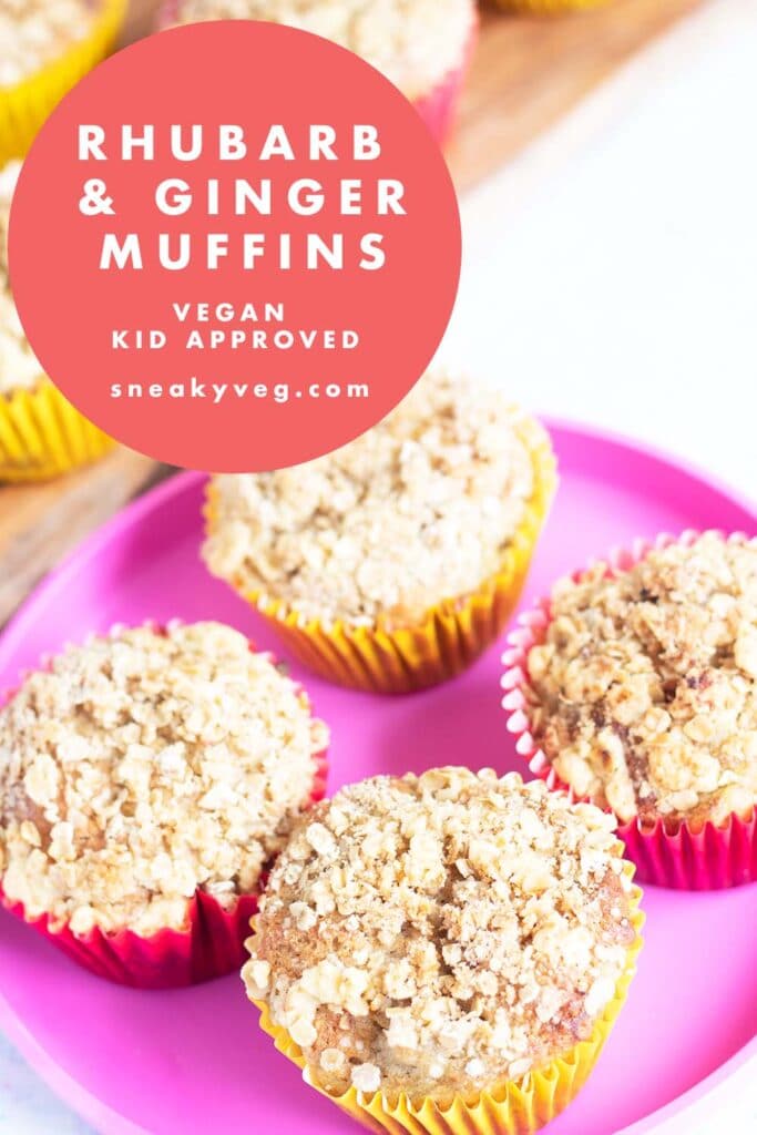 rhubarb and ginger muffins in colourful muffin cases