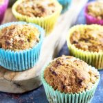 banana and almond muffins in colourful cases