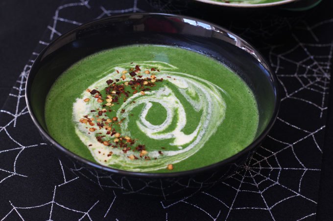 Goblin Spinach Soup by My Fussy Eater - healthy halloween treats