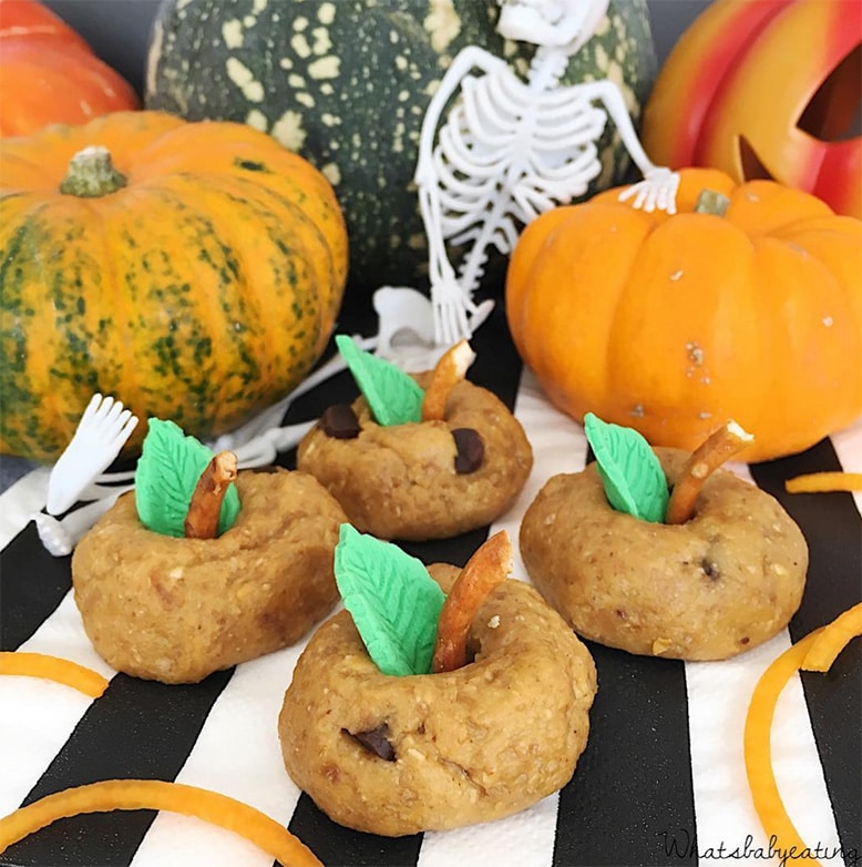 Pumpkin cookie dough pumpkins by What's Baby Eating - healthy halloween treats