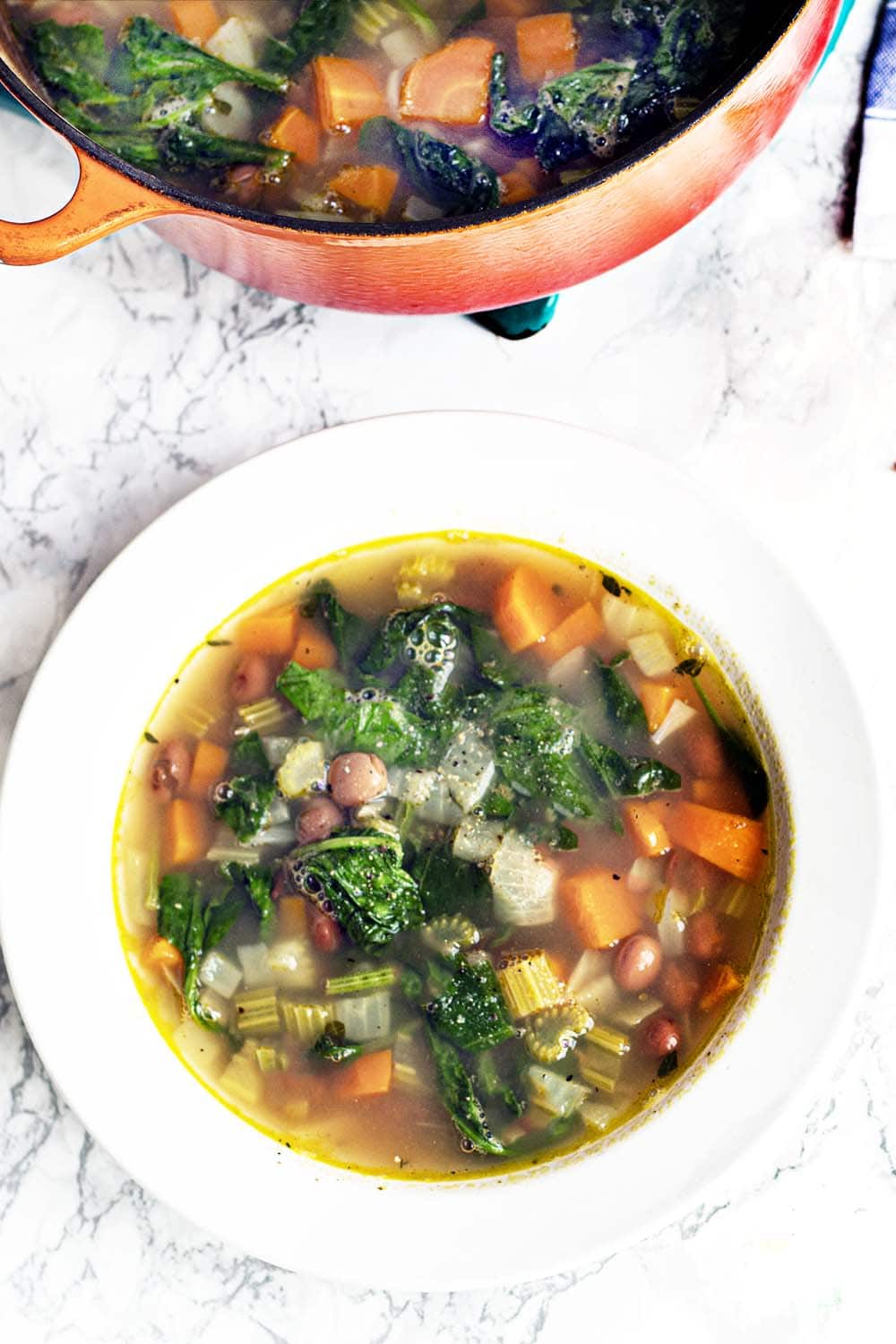 Vegetable, spinach and borlotti bean soup Sneaky Veg