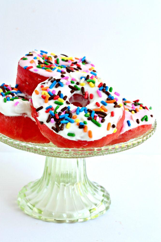 watermelon doughnuts - healthy kids party food