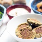 falafel sliders with wedges, hummus and salad