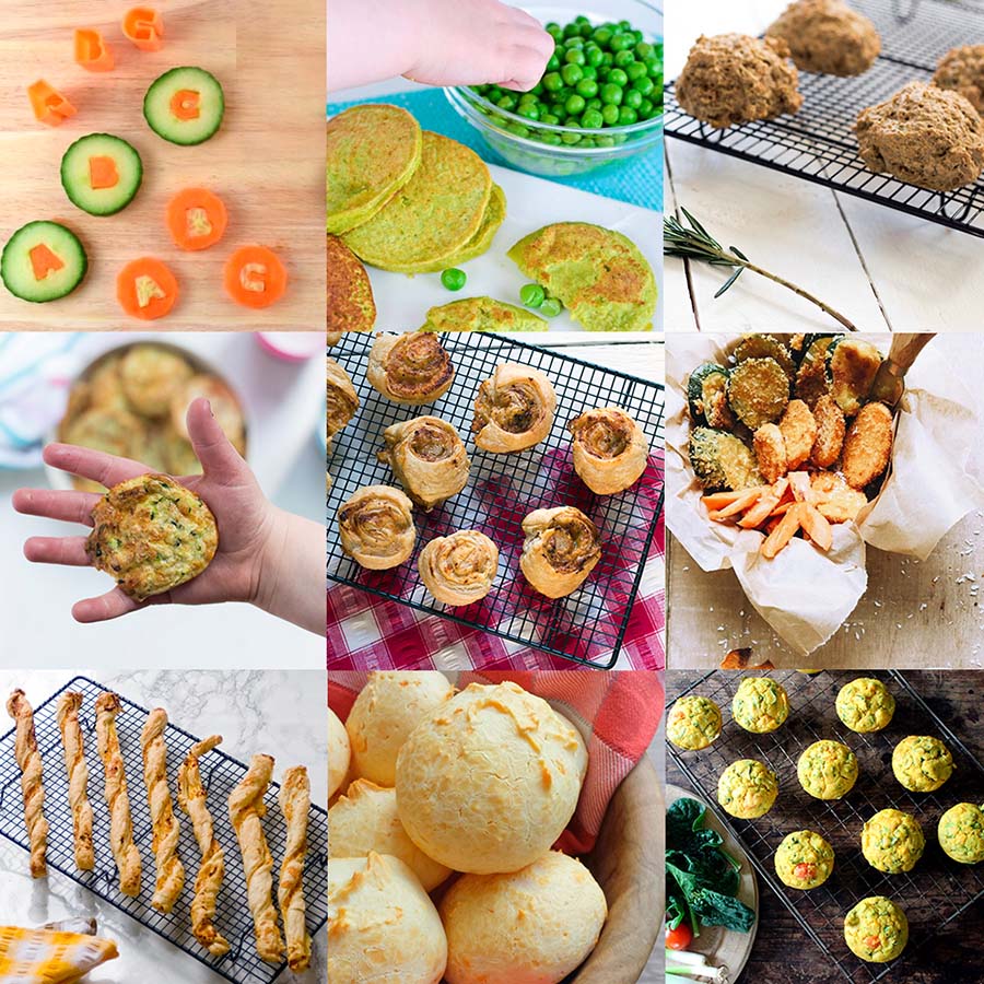 selection of healthy savoury snacks for kids