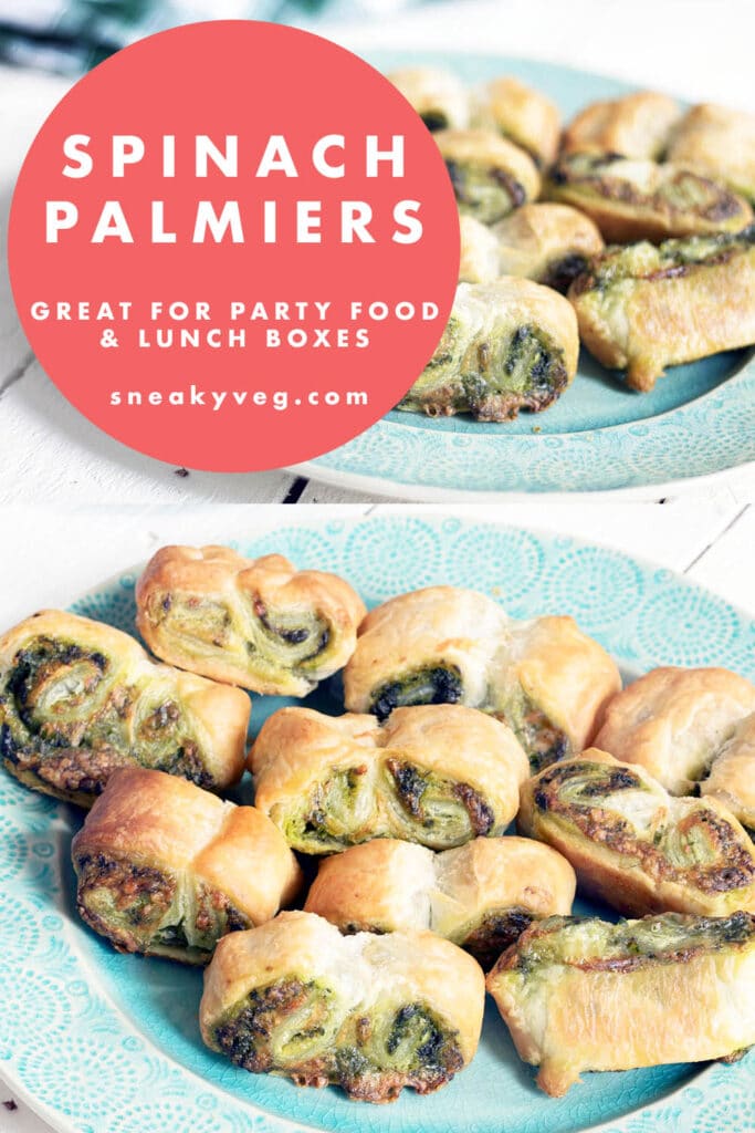 green plate with spinach pastry palmiers