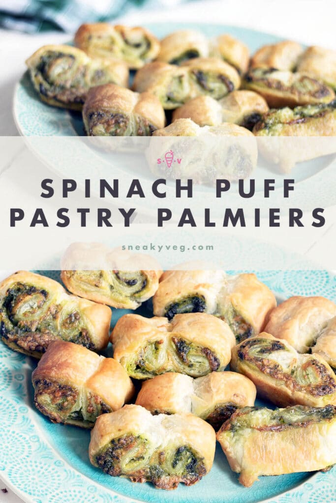 green plate with spinach pastry palmiers