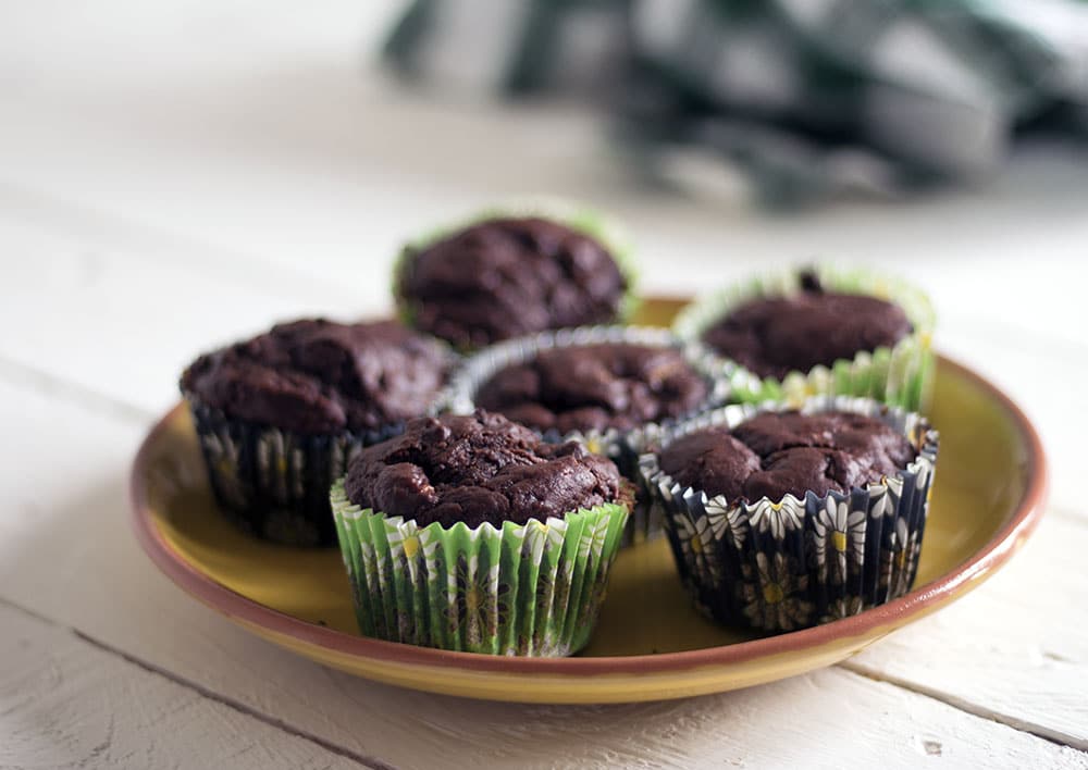 Courgette or zucchini chocolate muffins