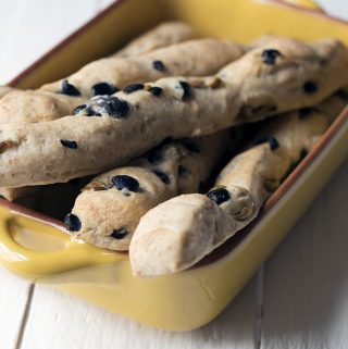 Homemade olive breadsticks