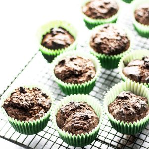 chocolate kale muffins on cooling rack