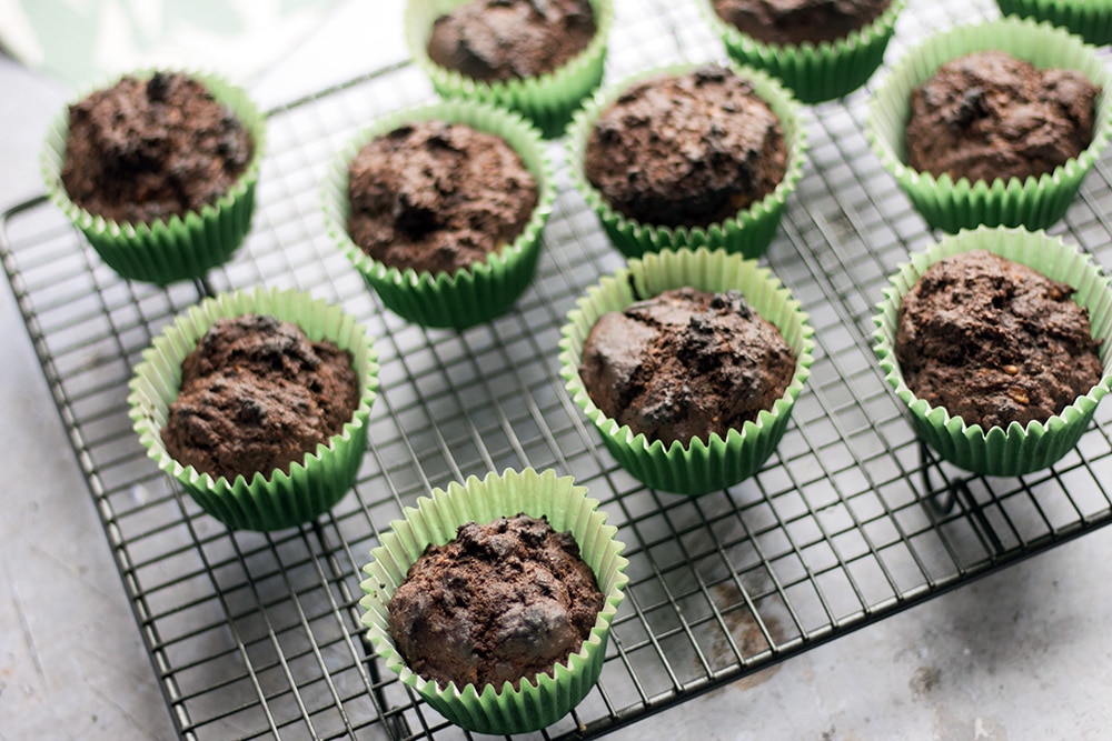 Healthy chocolate muffins with sneaky kale