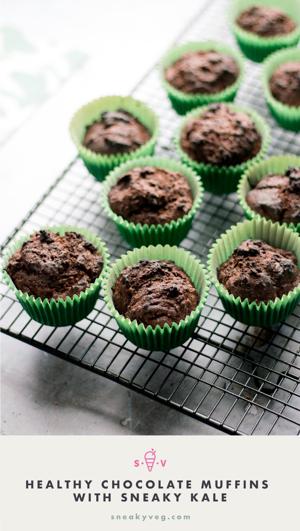 Healthy chocolate muffins with sneaky kale