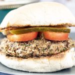 potato and quinoa burger in bun