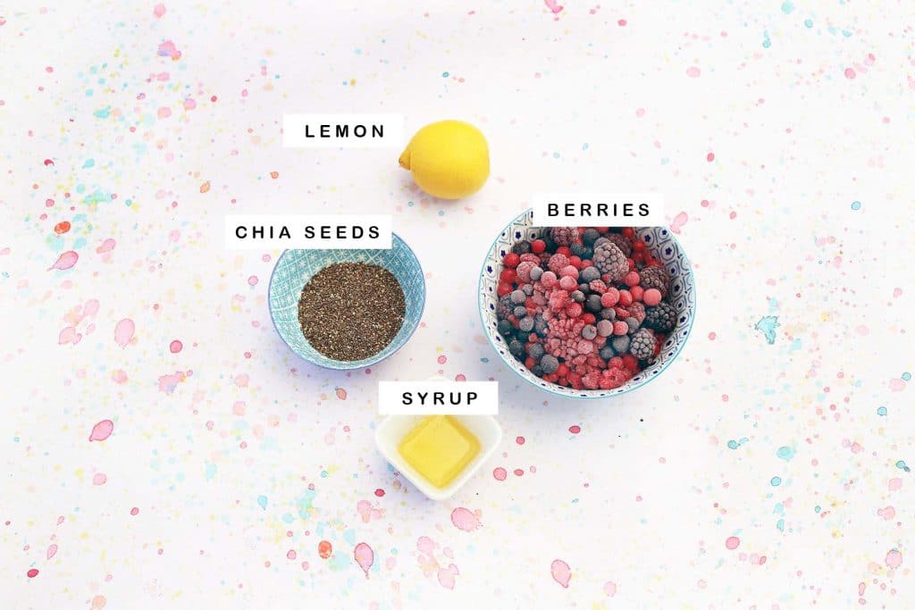 ingredients for berry chia jam