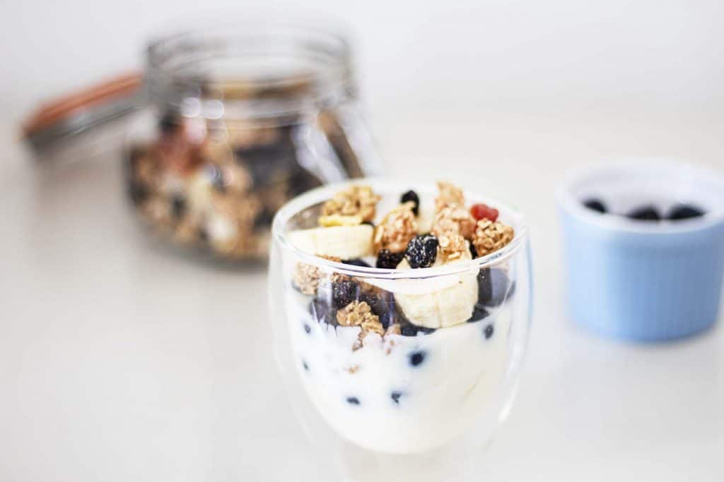 breakfast parfait in glass
