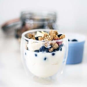 breakfast parfait in glass