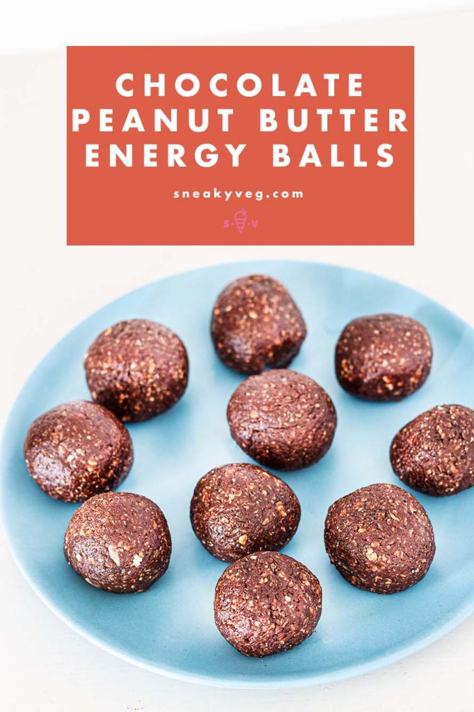 chocolate and peanut butter energy balls on plate