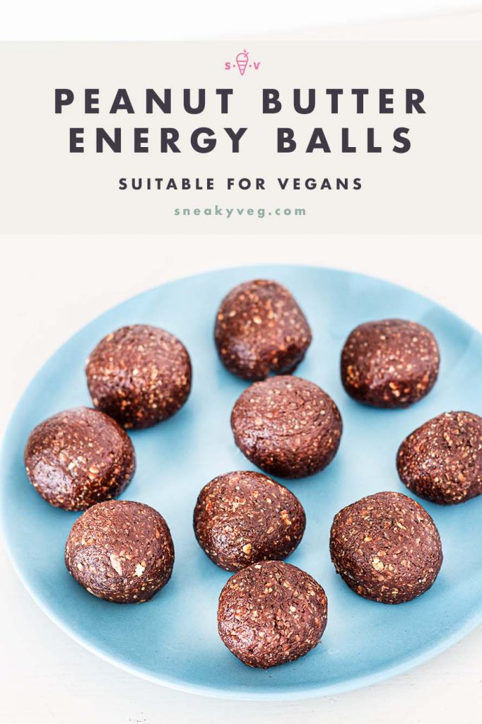 chocolate and peanut butter energy balls on plate