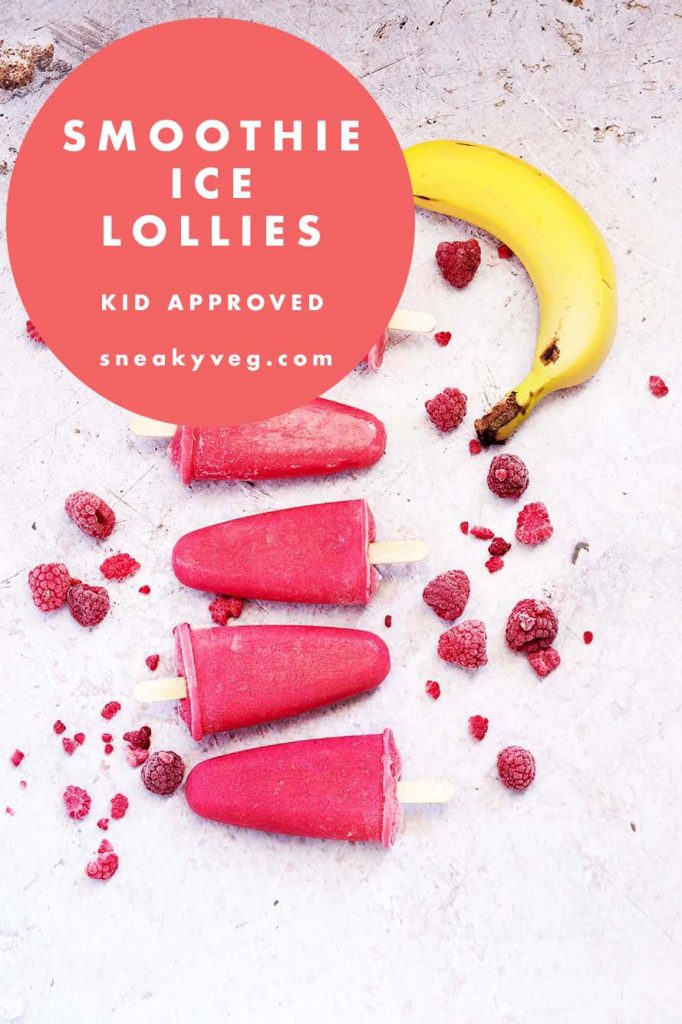 pink ice lollies with banana and raspberries