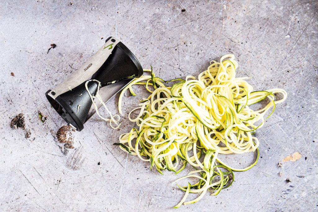 spiraliser with spiralised courgette