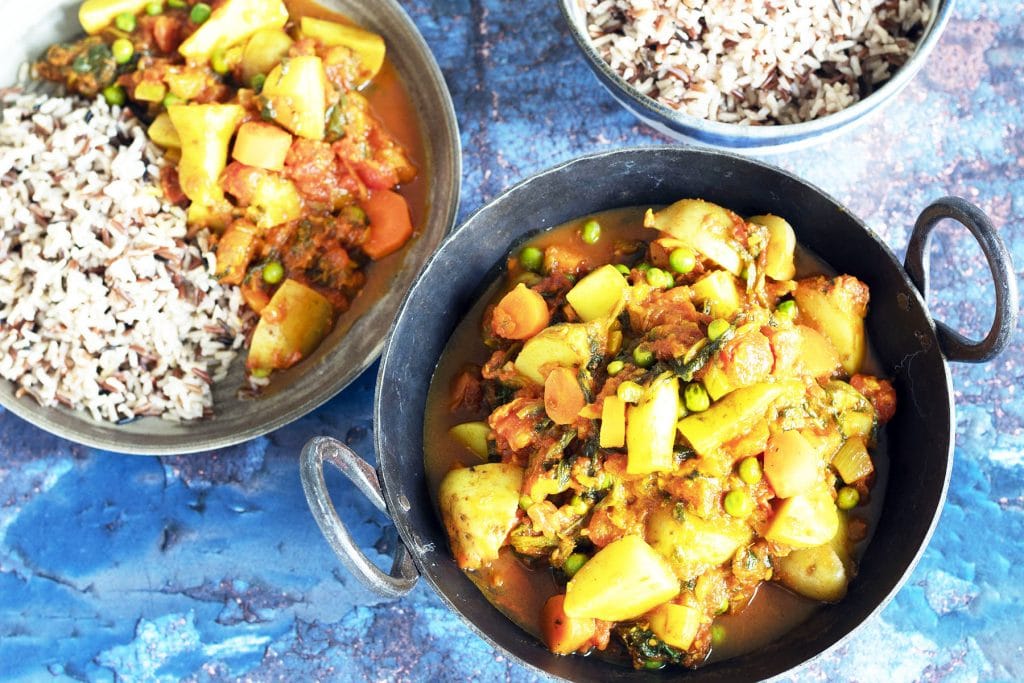 mixed vegetable curry with rice