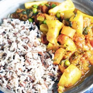 mixed vegetable curry with rice