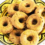 vegan pumpkin doughnuts in yellow Moroccan bowl