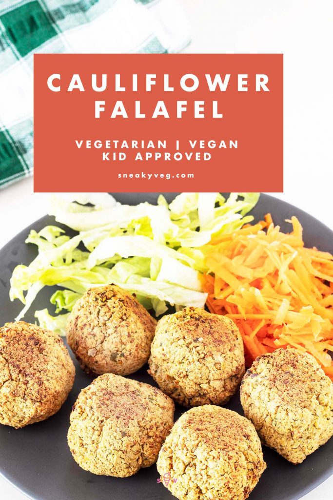 cauliflower falafel on plate with salad