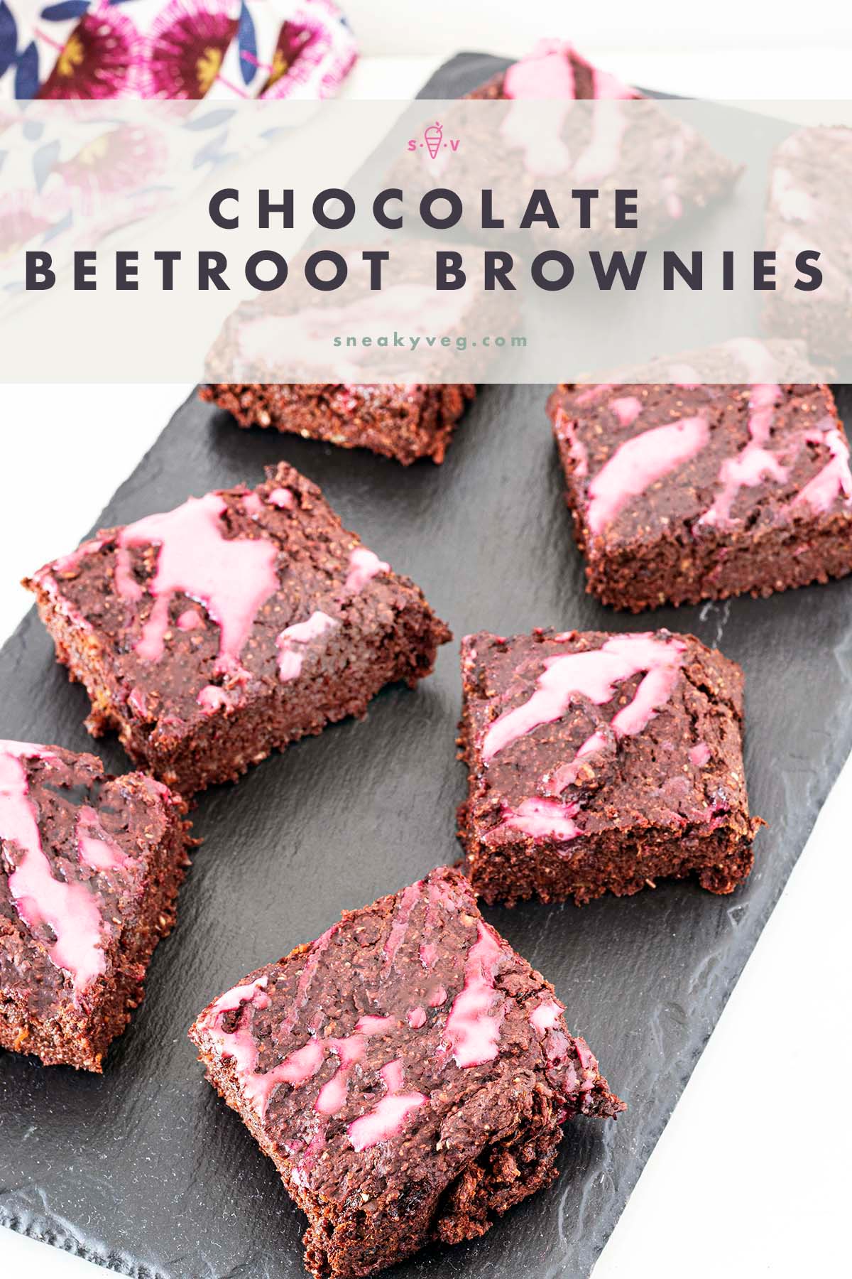 chocolate beetroot brownies on slate plate