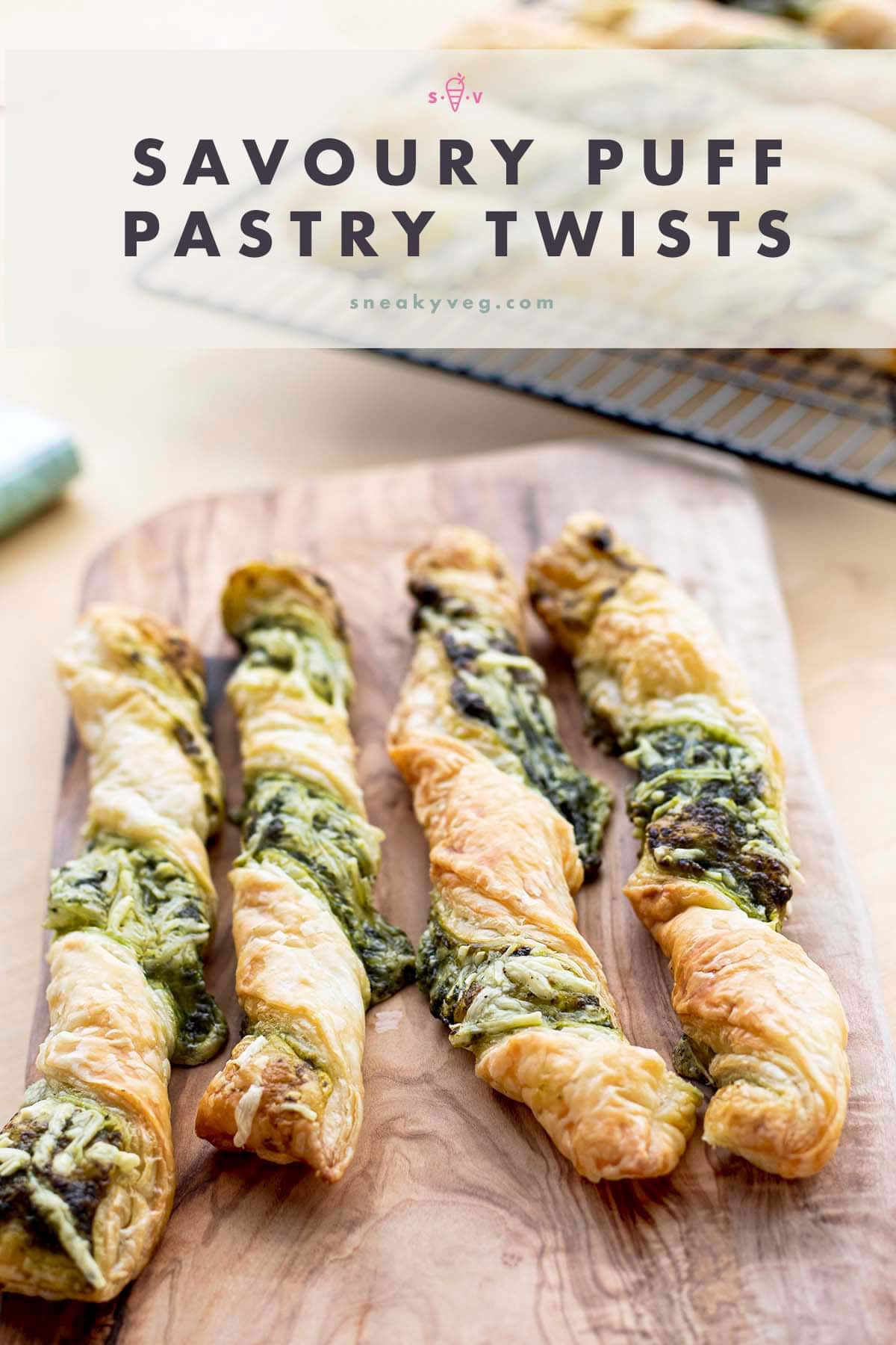 savoury cheese and pesto puff pastry twists