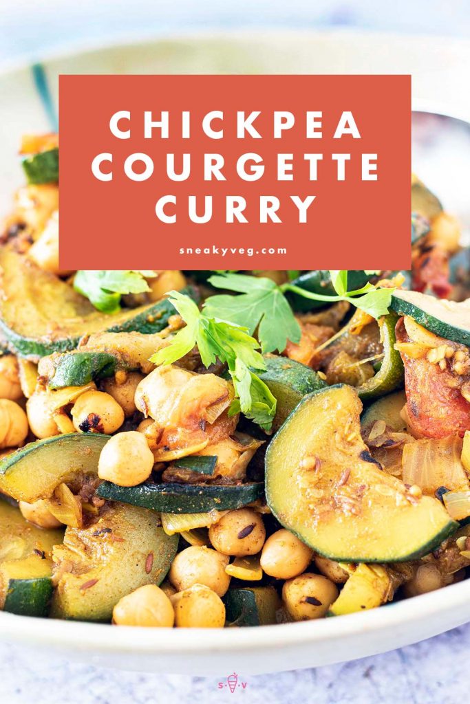 chickpea and courgette curry in bowl