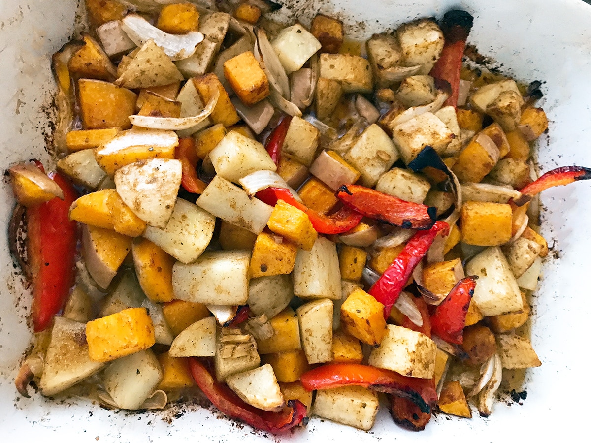 roasted potato, squash, red pepper