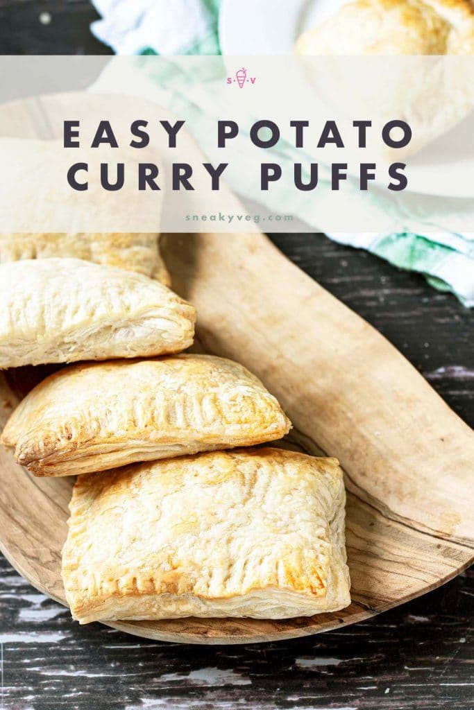 puff pastry potato curry puffs on platter
