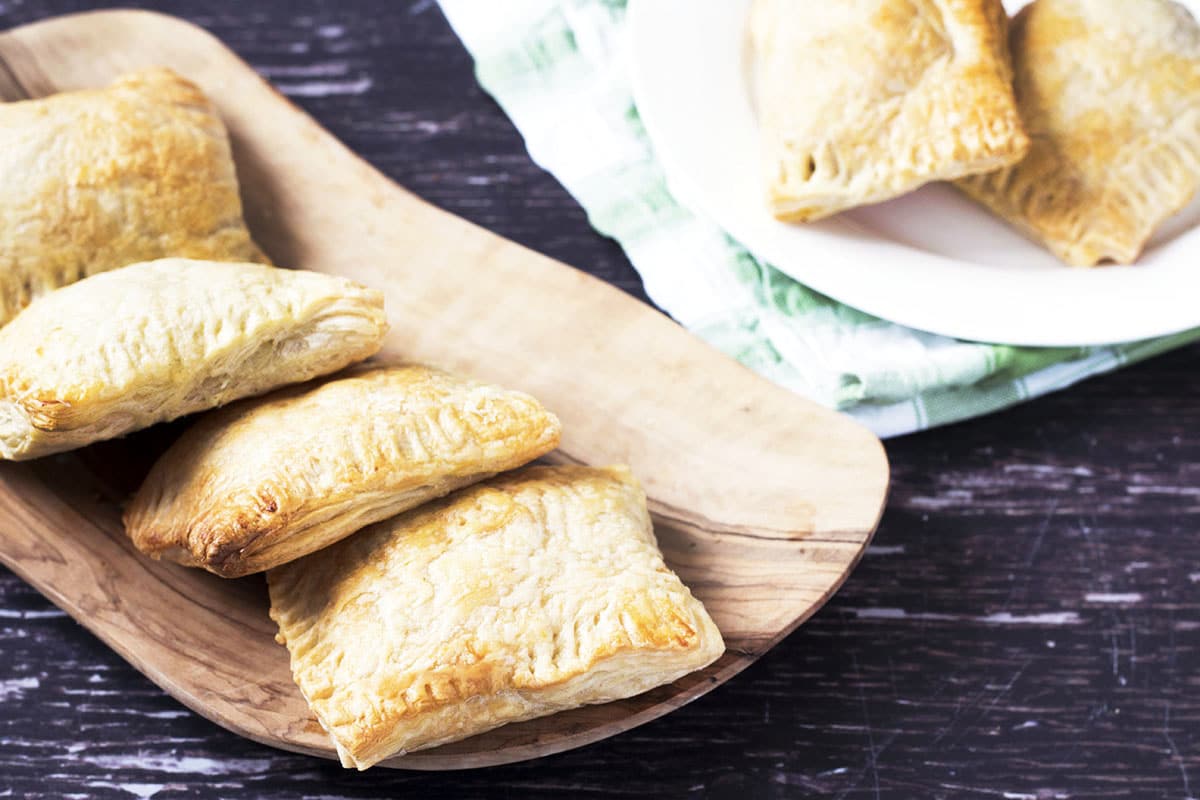 puff pastry potato curry puffs on platter