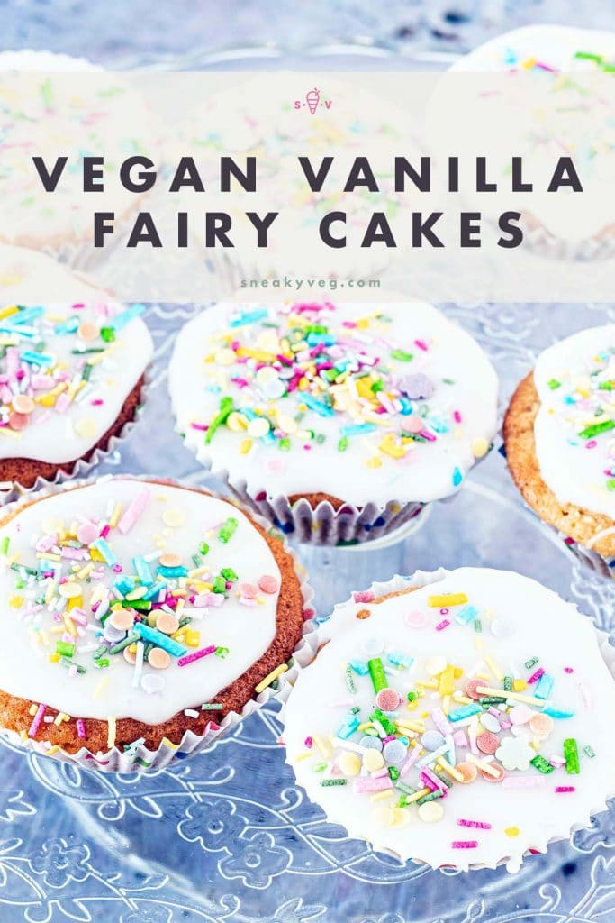 vegan fairy cakes on cake stand