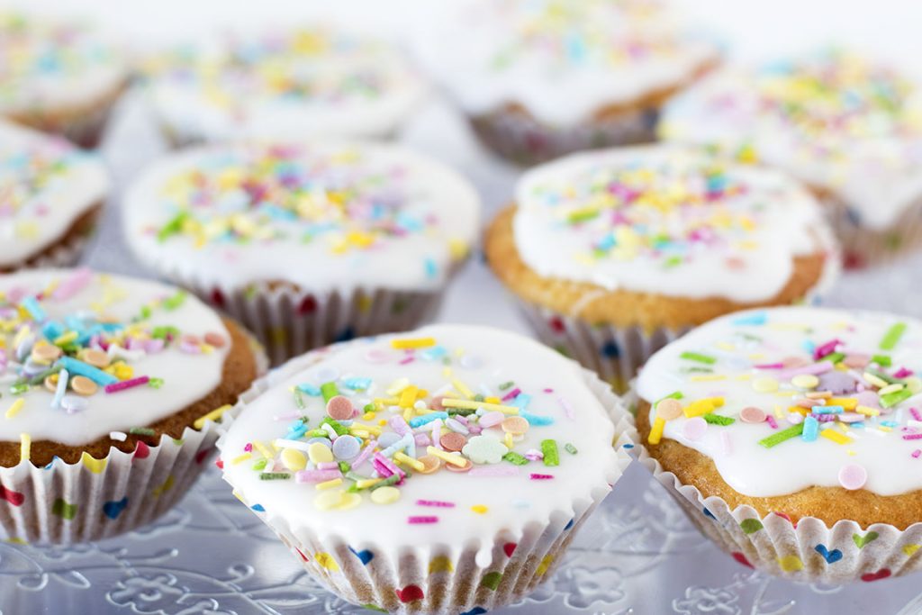 vegan vanilla cupcakes with sprinkles