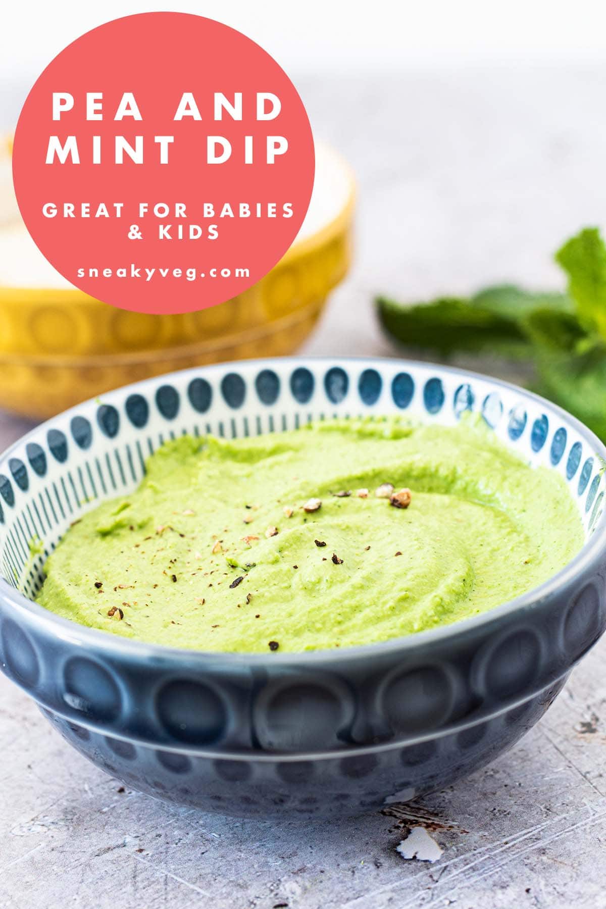 pea and mint dip in bowl