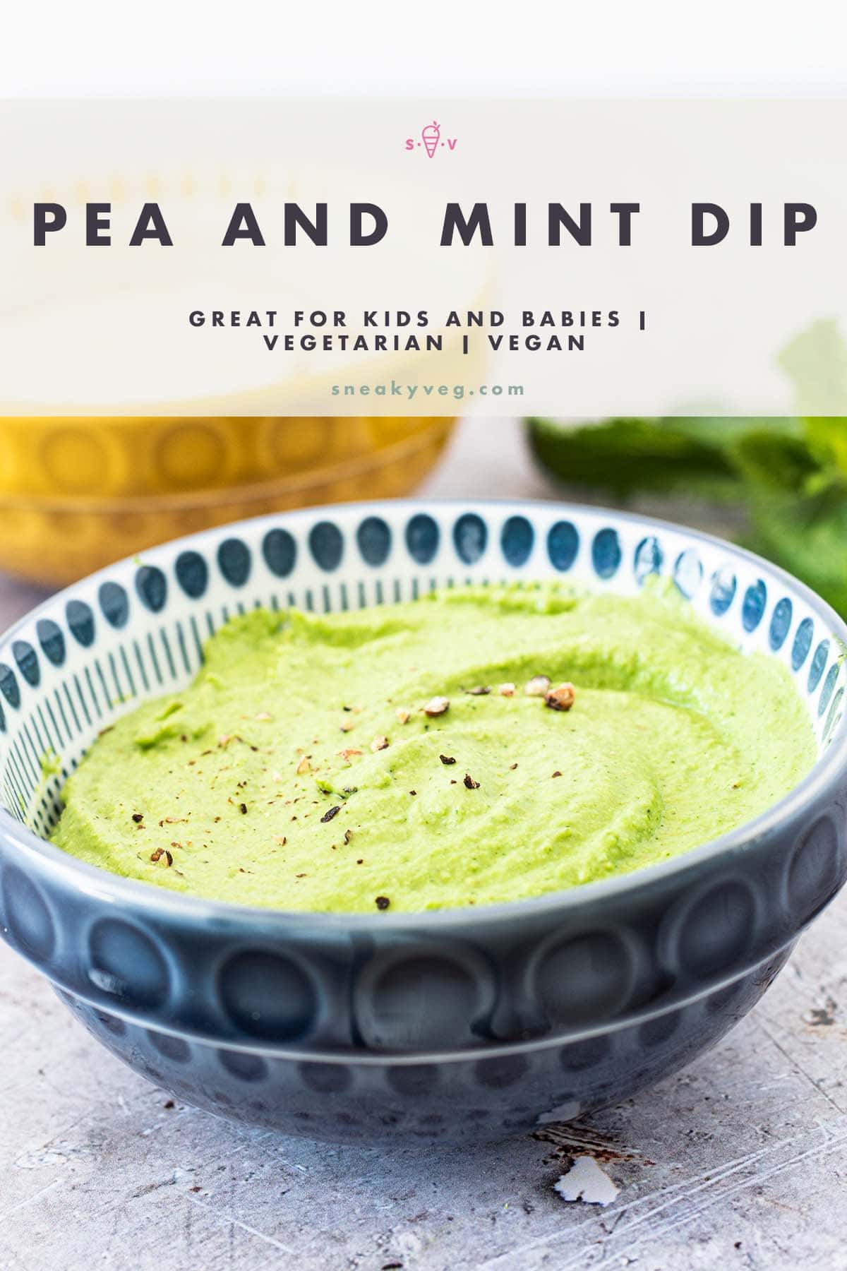 pea and mint dip in bowl