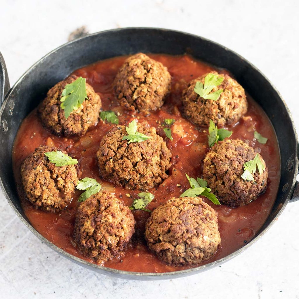 Baked vegan meatballs in tomato sauce Sneaky Veg