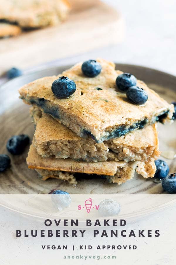 oven baked blueberry pancakes on ceramic plate