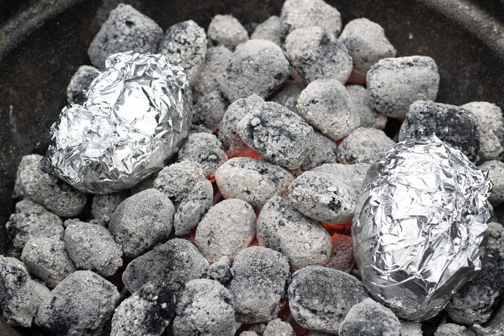 potatoes in bbq coals