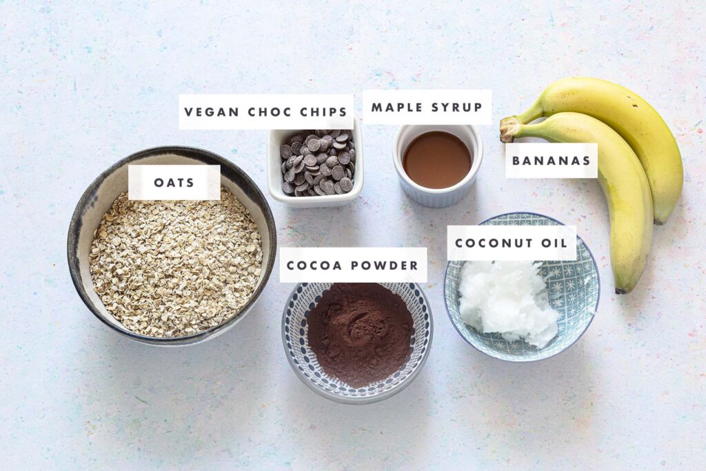 ingredients for chocolate banana flapjacks